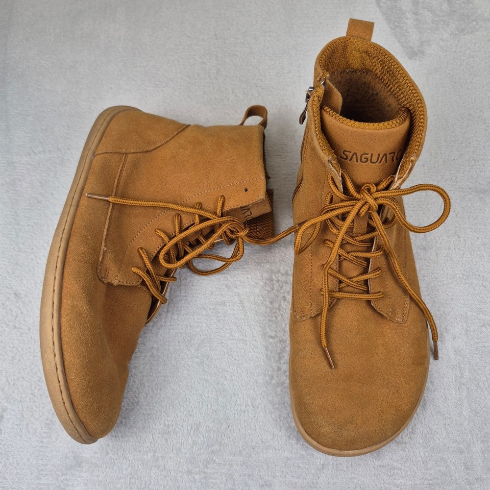 Saguaro Minimalist Barefoot Boots Tan Wide Toe Box Fleece Lined EU 42 Men's 9